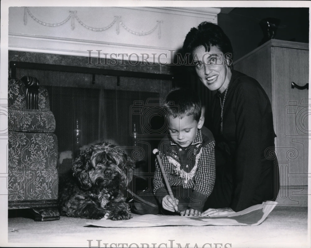 1960 Press Photo Mrs. Charles A. Vanik and Son John- Historic Images