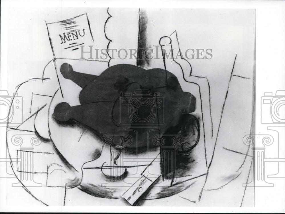 1991 Press Photo The Pablo Picasso art work of pasted paper and charcoal- Historic Images