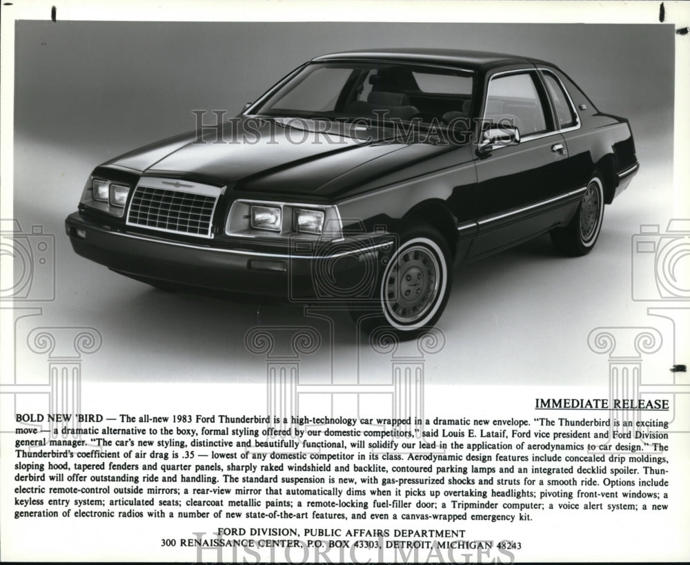 1983 Press Photo 1983 Ford Thunderbird Model - Historic Images