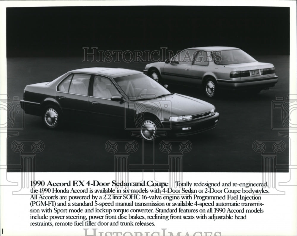 1990 Press Photo The Accord EX 4-Door sedan and Coupe- Historic Images