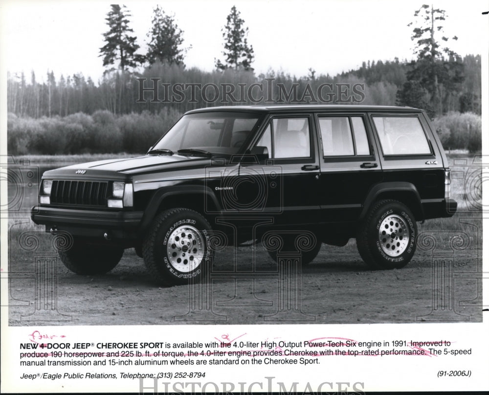 1991 Press Photo New 4 door jeep cherokee sport - Historic Images