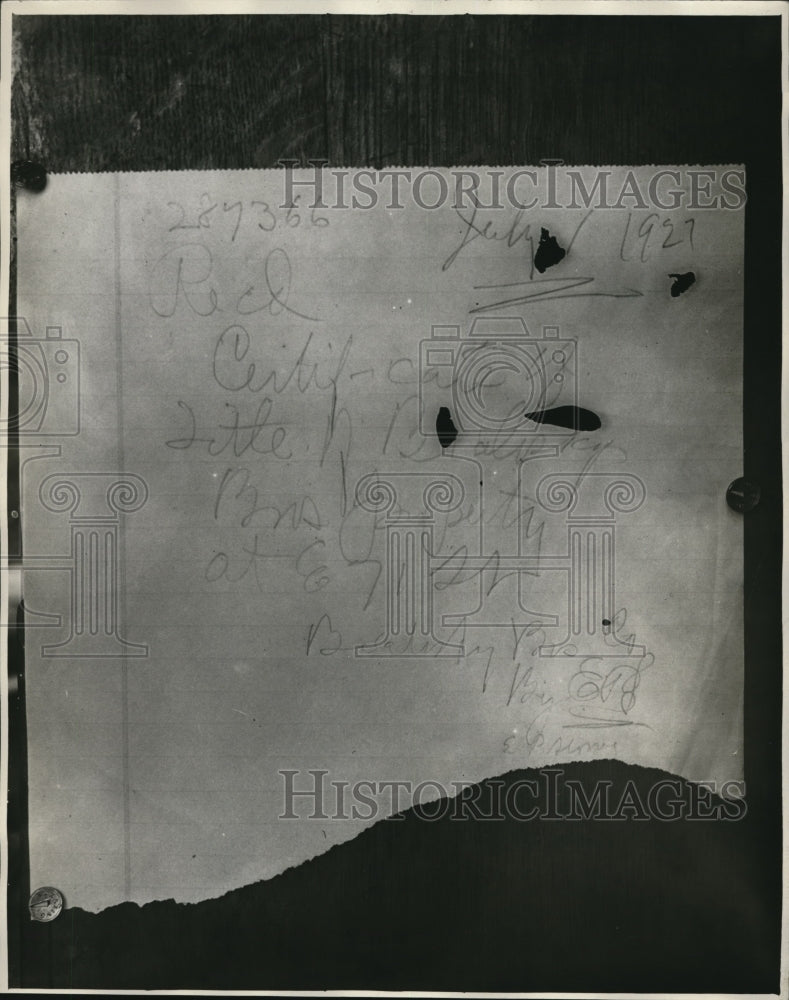 1929 Press Photo A hand written certification to received property title - 8- Historic Images