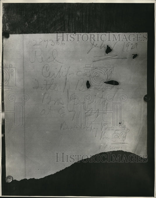 1929 Press Photo A hand written certification to received property title - 8- Historic Images