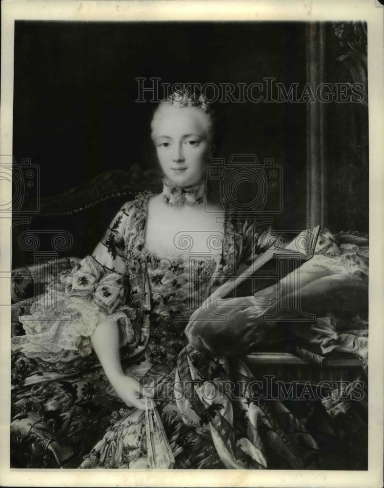 1943 Press Photo La Marquise D&#39;Aiguirandes Painting by Francois Hubert Drouais- Historic Images