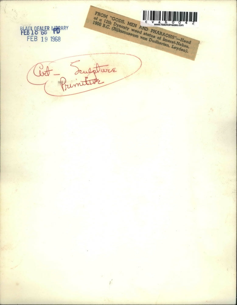 1968 Press Photo The wooden head statue of Imeret Nebes