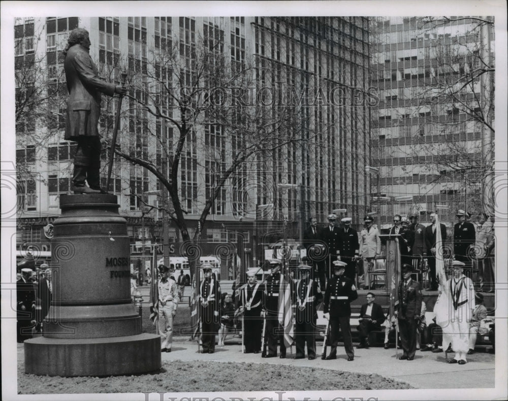 1966 Press Photo Armed Forces Day, statues Moses Cleveland - Historic Images