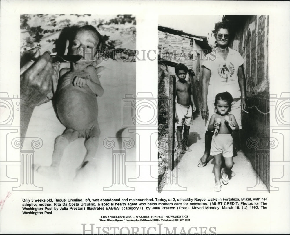 1992 Press Photo Raquel Urculino then and now photos after adoption- Historic Images