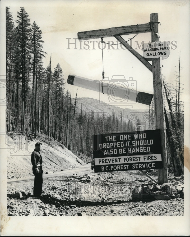 1965 Press Photo Forest fire prevention advertisement in British Colombia park- Historic Images