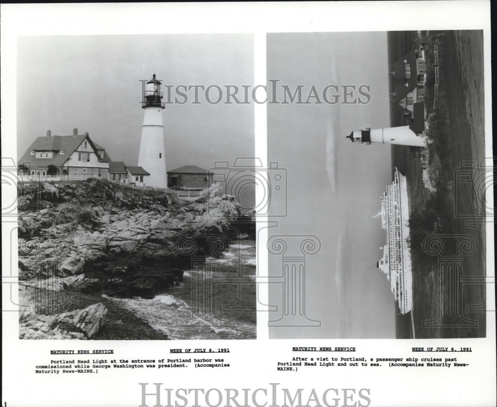 1991 Press Photo The Portland Light house and the  ship cruise- Historic Images