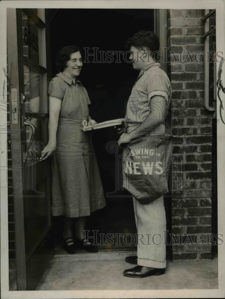 1937 Press Photo Jerome Woelens Newspaper Carrier - cva65812- Historic Images