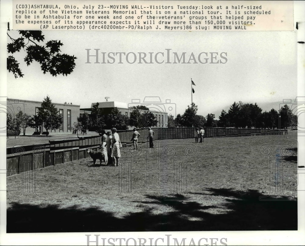 1986 Press Photo Replica of the Vietnam Veterans Memorial in Ashtabula, Ohio- Historic Images