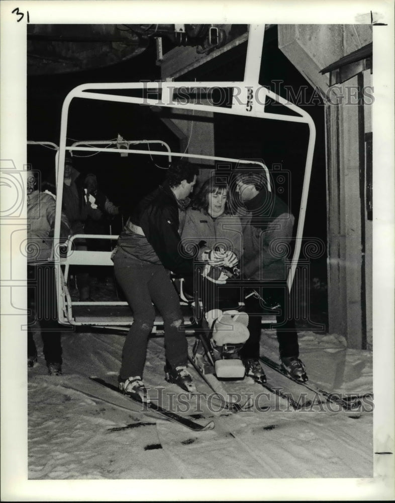 1991 Press Photo Paraplegic, Amanda Beaver during the ski program- Historic Images