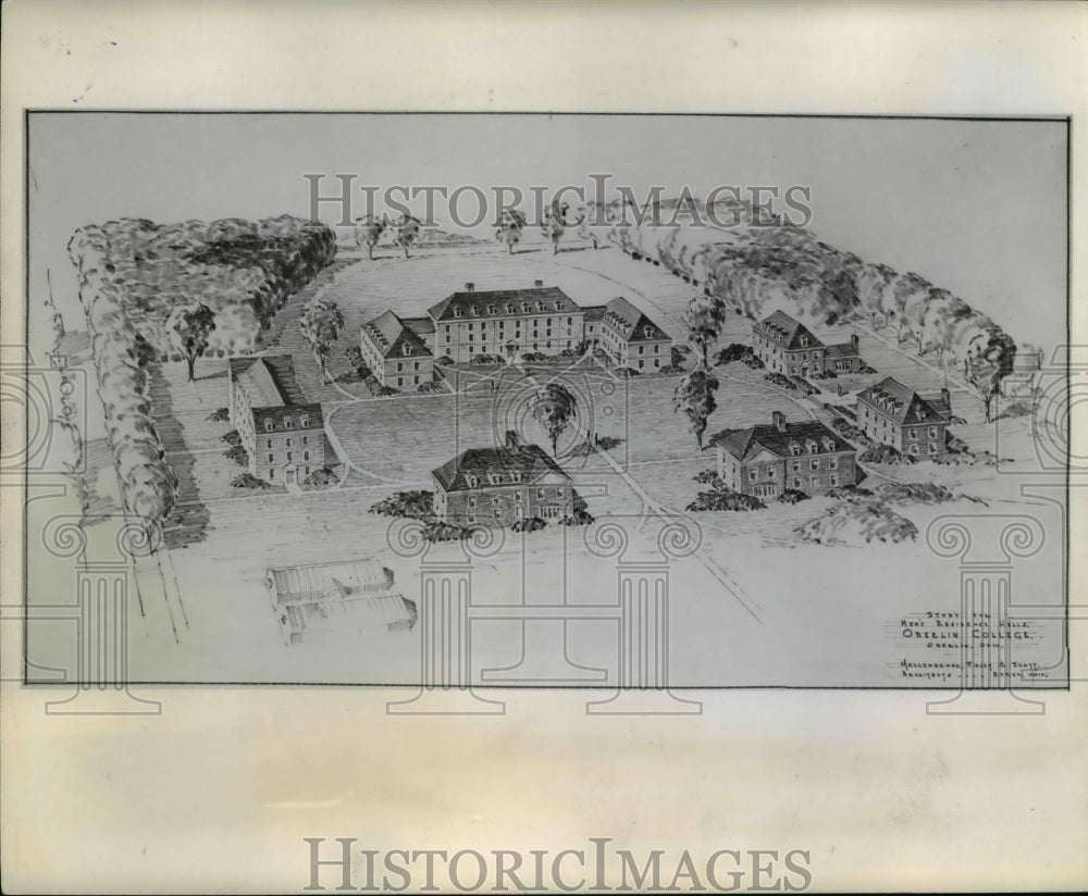 1946 Press Photo The proposed men's quadrangle in Oberlin College- Historic Images