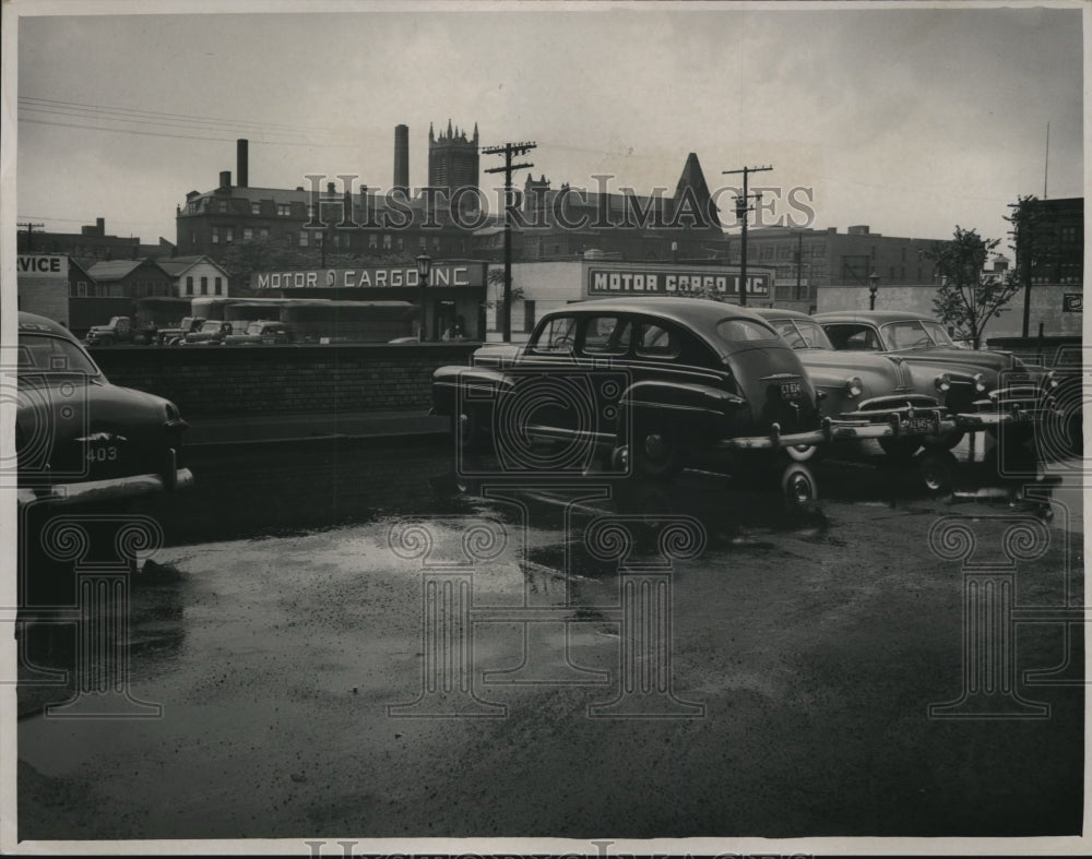 1951 Press Photo Flooded Parking space over police garage - Historic Images