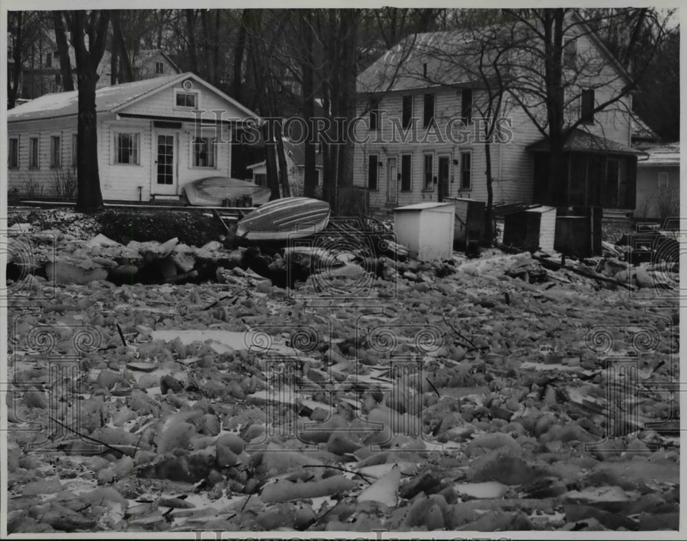 1951 Press Photo Ice jam in Rocky River- Historic Images