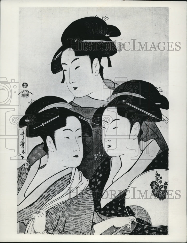 1969 Press Photo Japanese Art of Three Beautiful Women - Historic Images