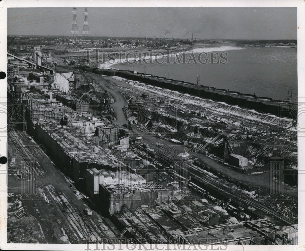 1958 Press Photo The construction of the St. Lawrence Seaway- Historic Images