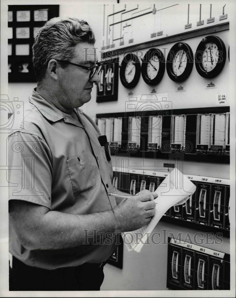 1969 Press Photo William L Kayle, Dial Watcher at the USS Chemical plant- Historic Images