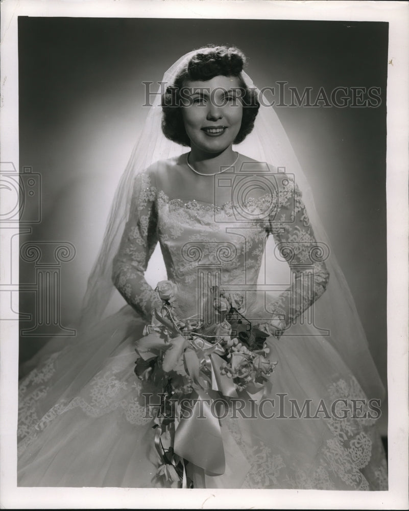 1953 Press Photo Yves Frank Angelo Plescia Historical Wedding Gowns - Historic Images