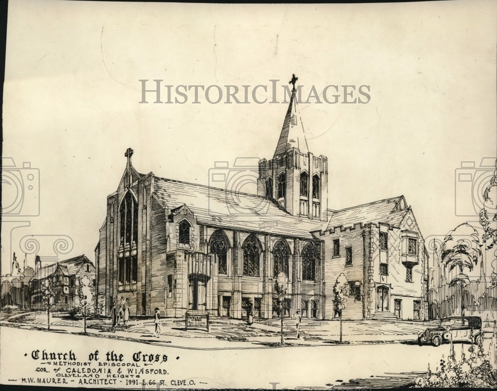 1925 Press Photo The Interior of new Church of the Cross building- Historic Images