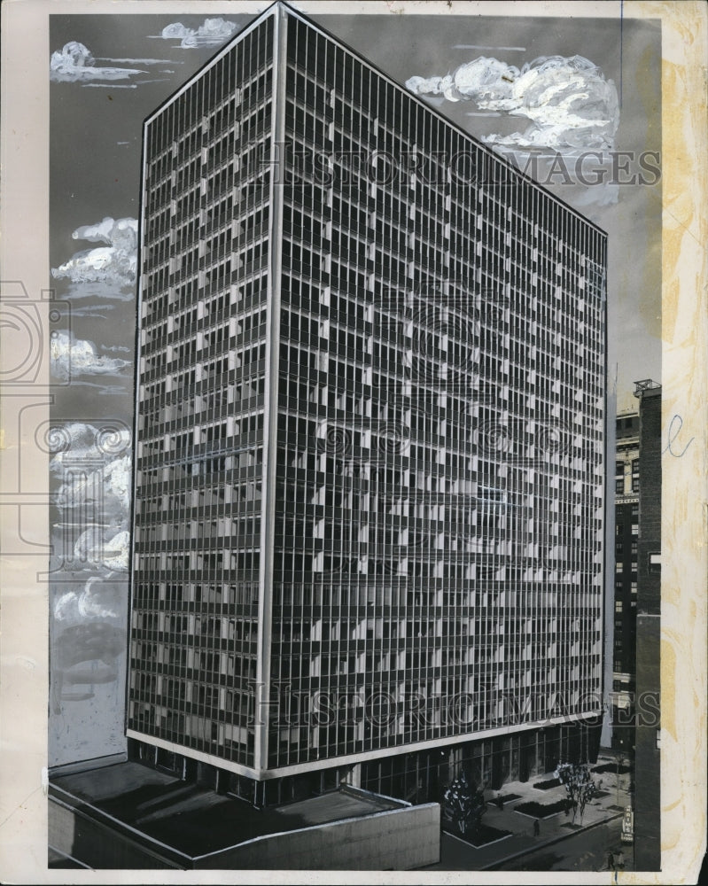 1957 Press Photo Cleveland's Illuminating Building in Public Square- Historic Images