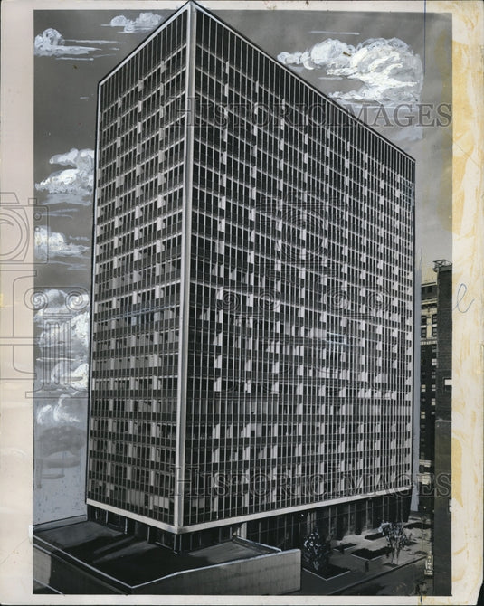 1957 Press Photo Cleveland's Illuminating Building in Public Square- Historic Images