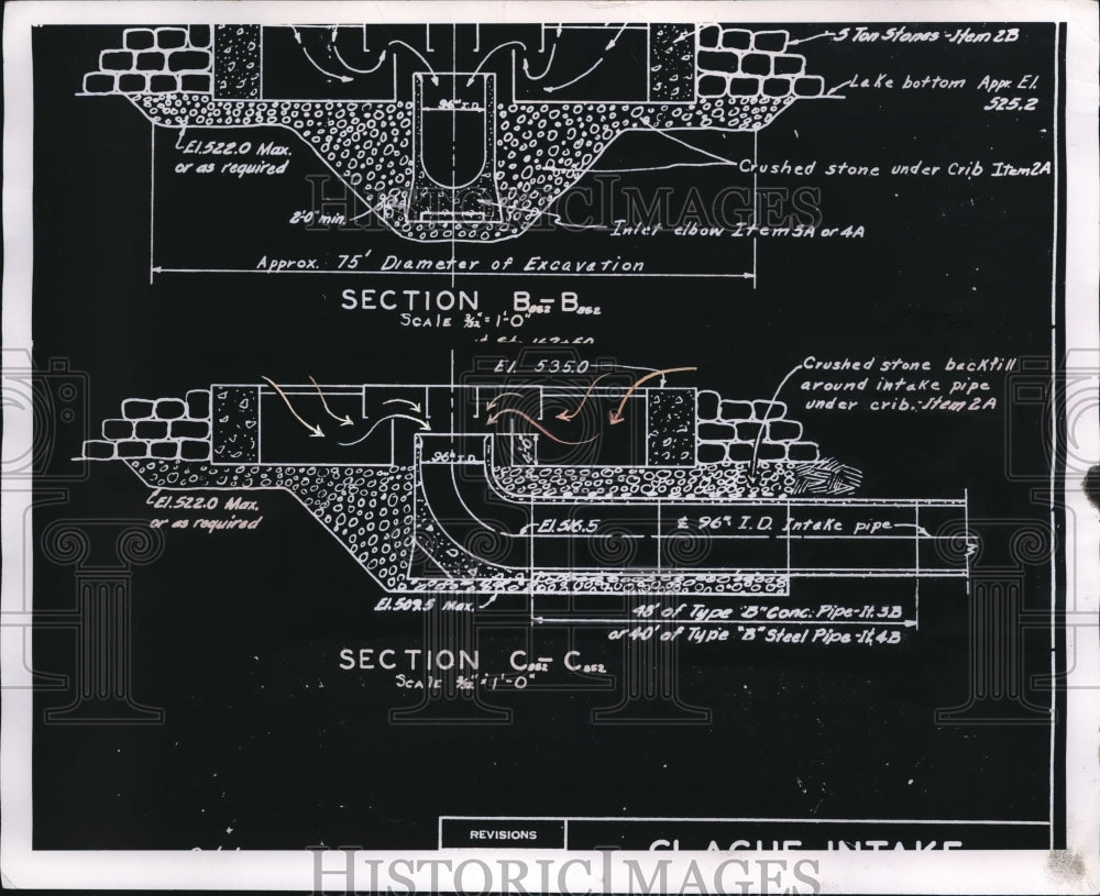 1968 Press Photo Cross Section of Clague Rd. Crib - Historic Images