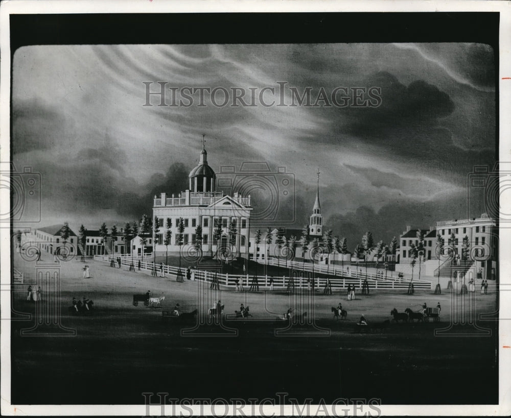 1973 Press Photo Southeat section of Cleveland Public Square in 1839.- Historic Images