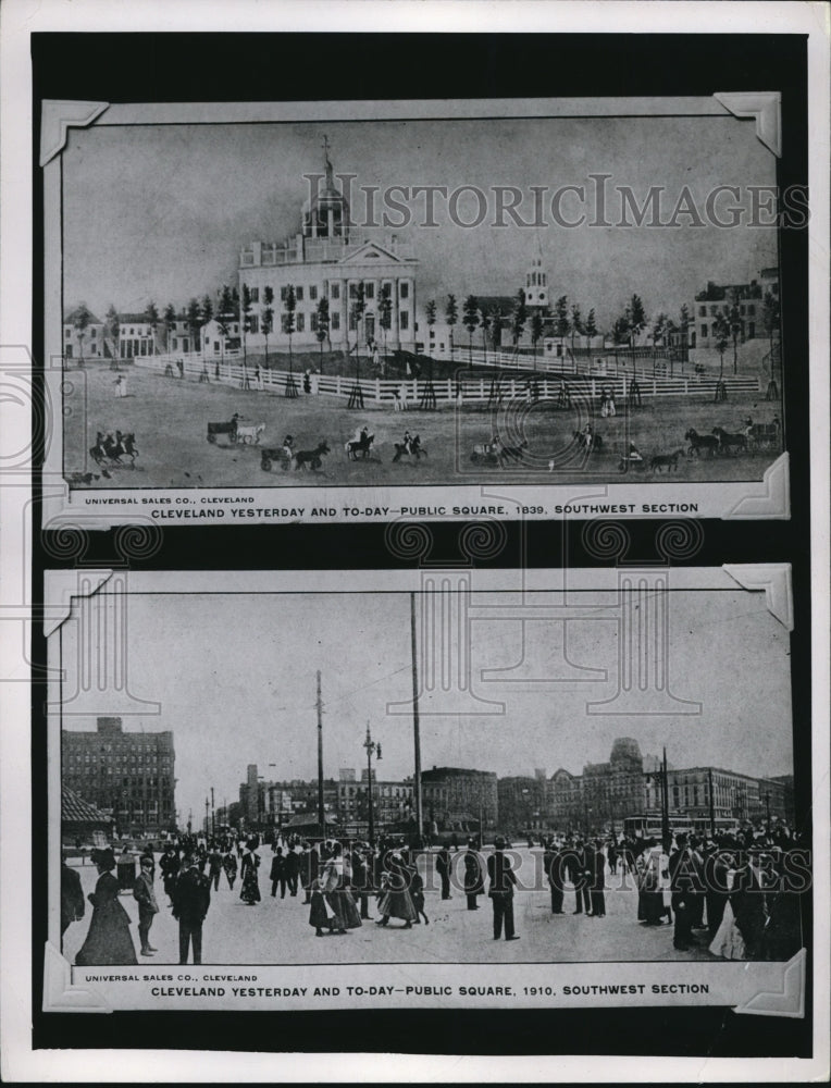 1951 Press Photo Public Square early 1910 scenes- Historic Images