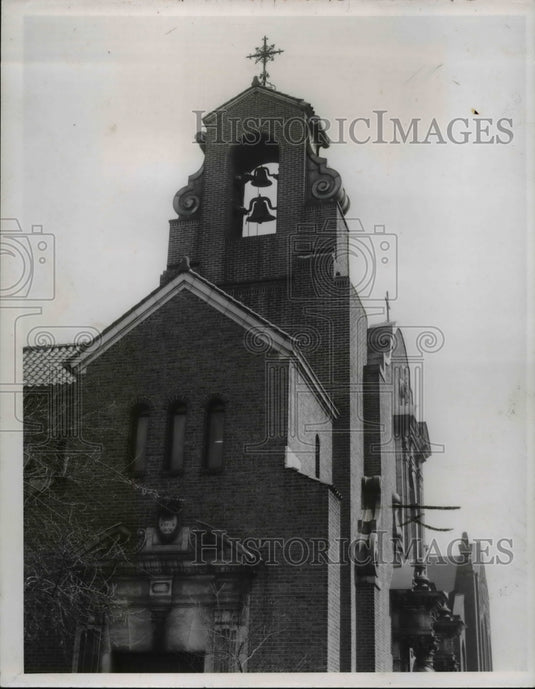 1956 Press Photo Tower of St Andrew Church, E.51st St & Superior Ave - Historic Images