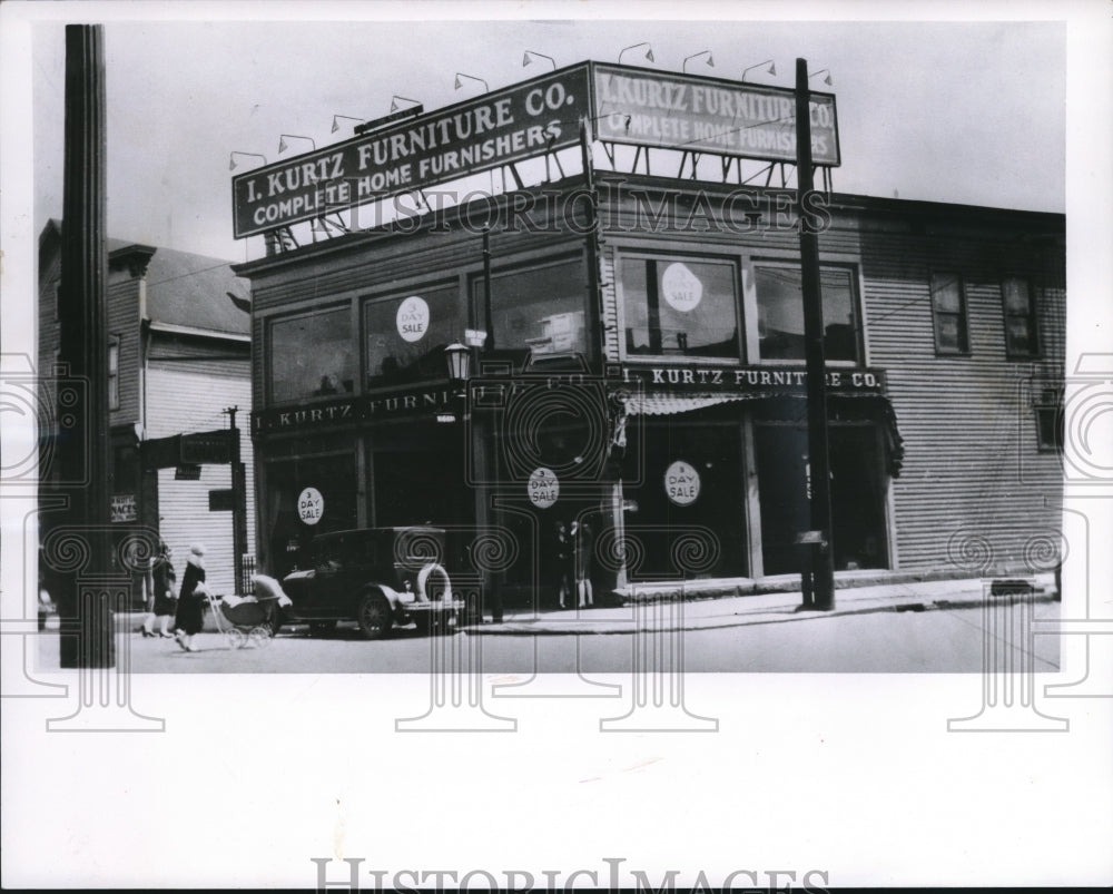 1959 Press Photo Kurtz furniture store at Lorain Ave. - W. 44th Street- Historic Images