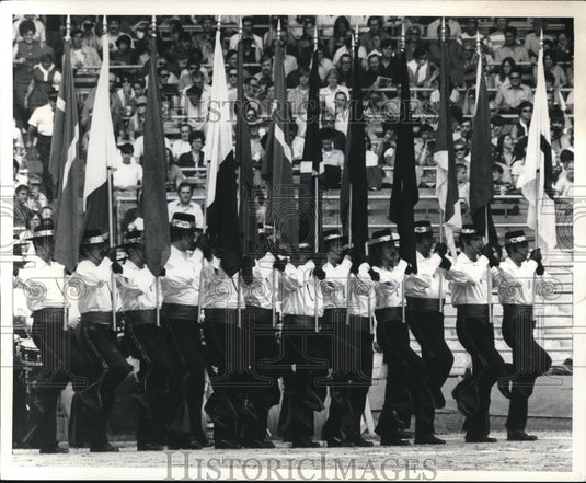 1972 Press Photo Band marches at the Stadium- Historic Images