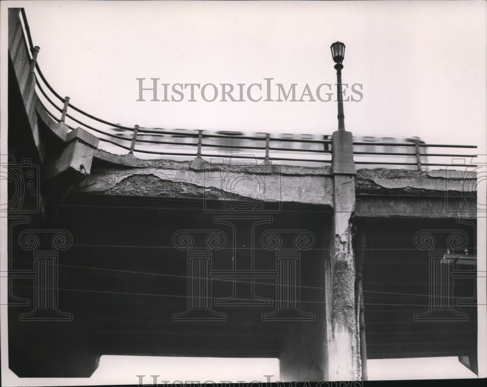 1953 Press Photo Scranton Road. ramp where it join the W.3d St. Ramp. - Historic Images