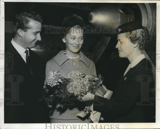 1960 Press Photo Prince Albert & Princess Paola of Belgium at Cleve Hopkins airp- Historic Images