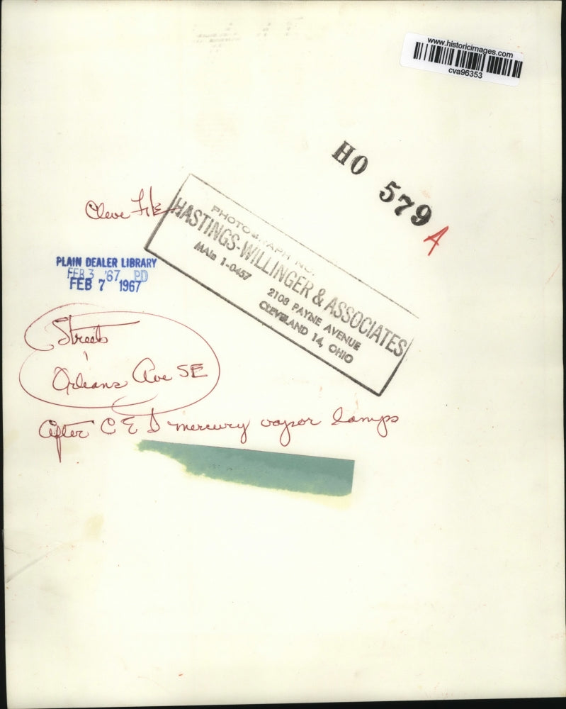 1967 Press Photo Orleans Ave SE after CEA mercury Vapor Lamps - cva96353