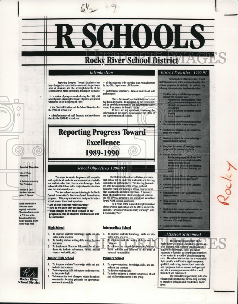 1991 Press Photo Rocky River School District Directory- Historic Images