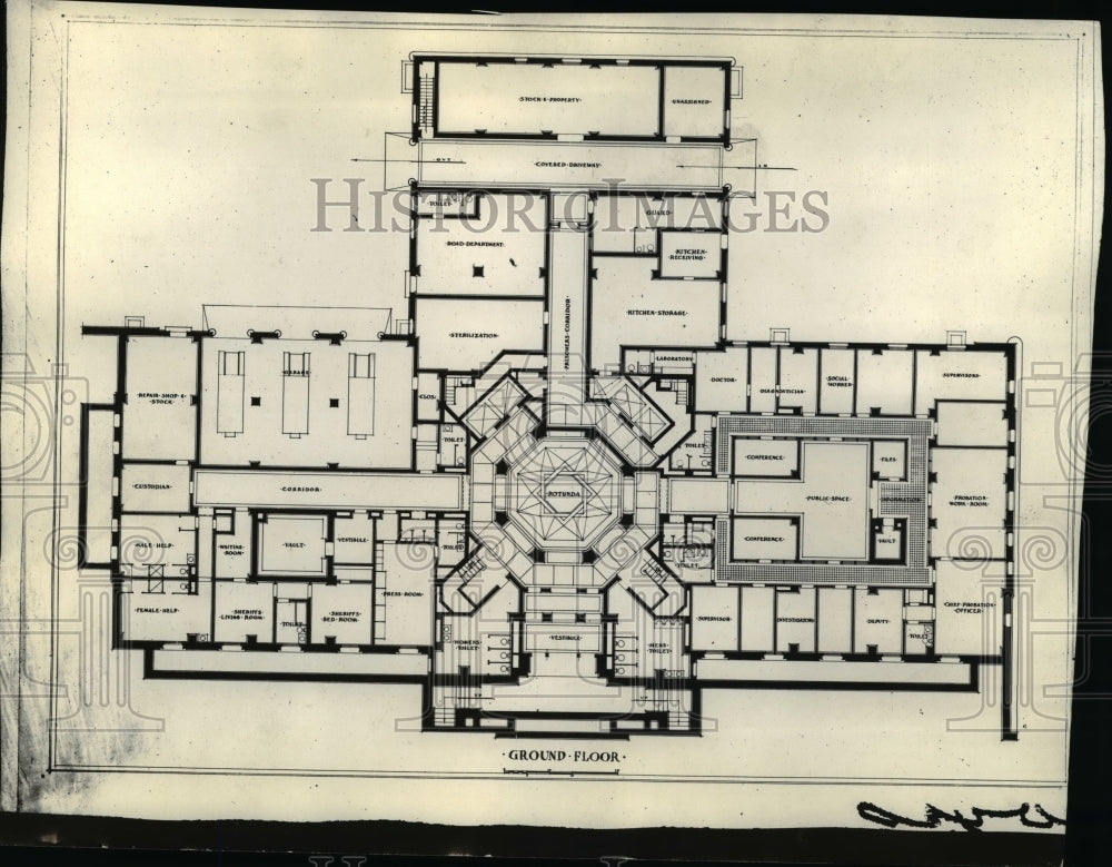 1931 Press Photo Ground floor plan of Criminal Courts Building - cva96803- Historic Images