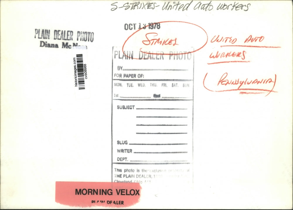 1978 Press Photo United Auto Workers-strike-Pennsylvania - cvb08988
