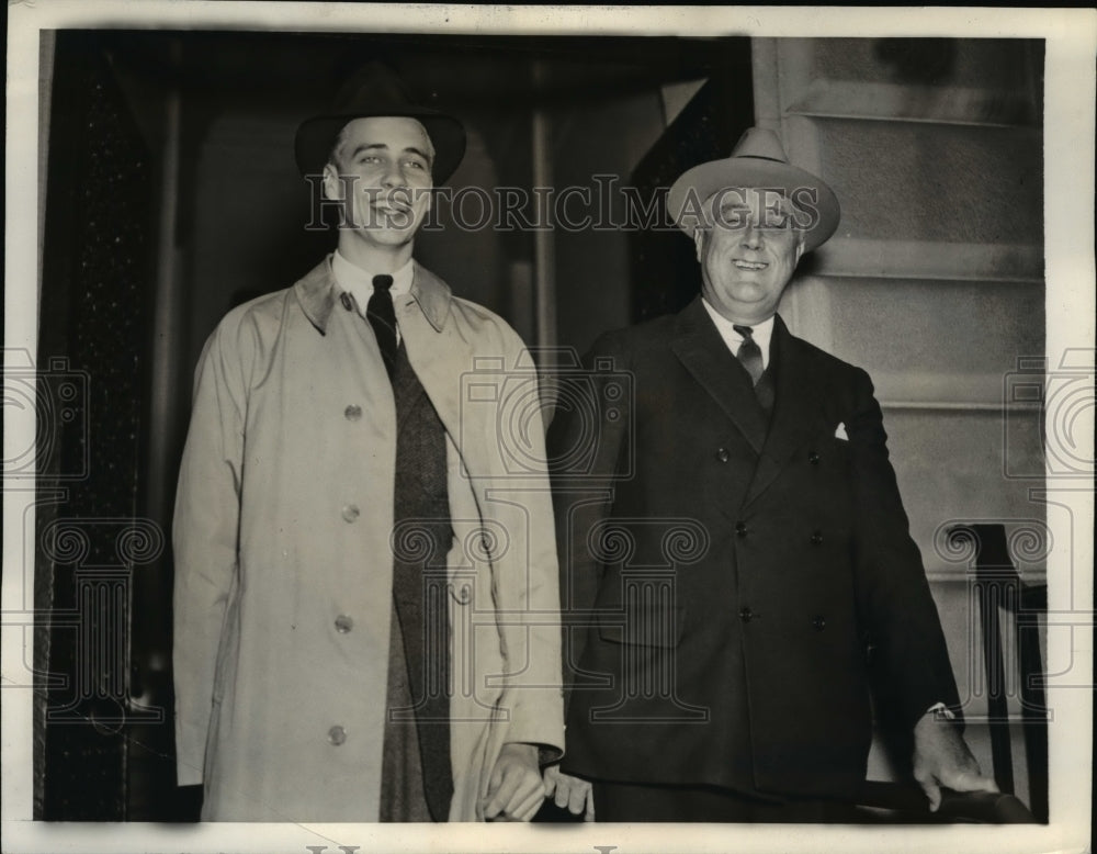 1938 Press Photo President Roosevelt , son John-New York address- Historic Images