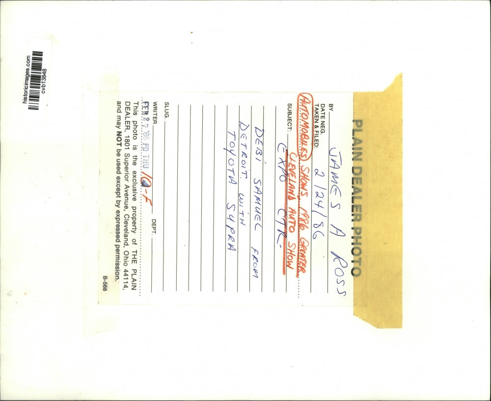 1986 Press Photo Debi Samuel from Detroit with Toyota Supra - cvb13848