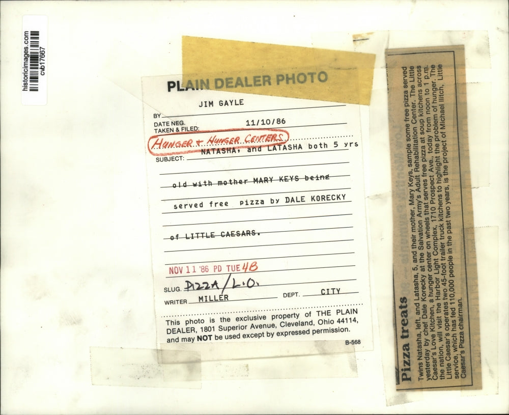 1986 Press Photo Hunger and Hunger Centers - cvb17667