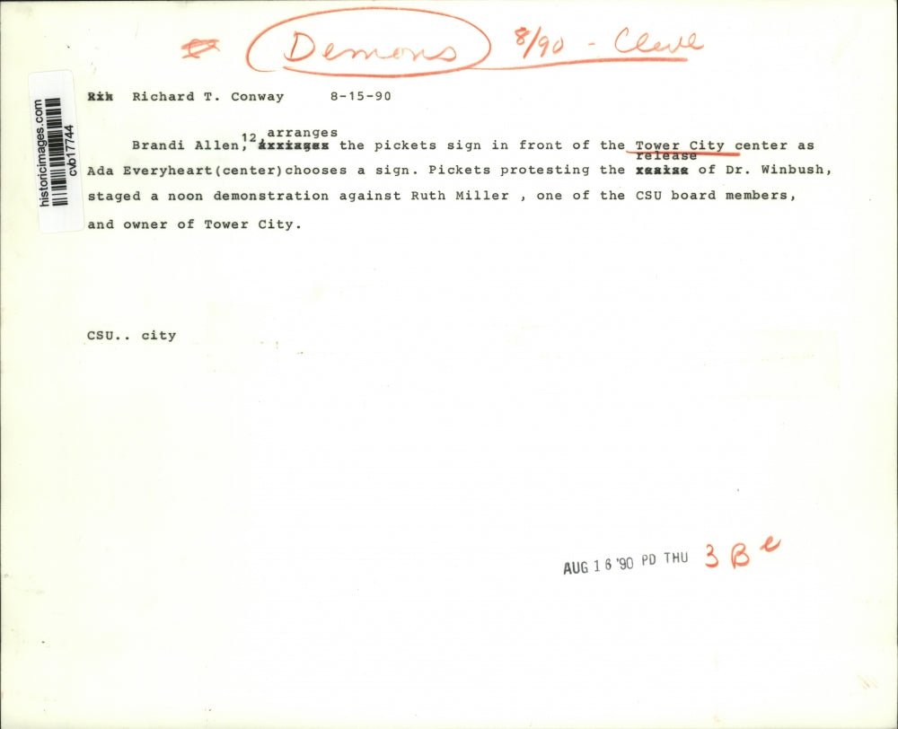 1990 Press Photo Tower City Picket - cvb17744