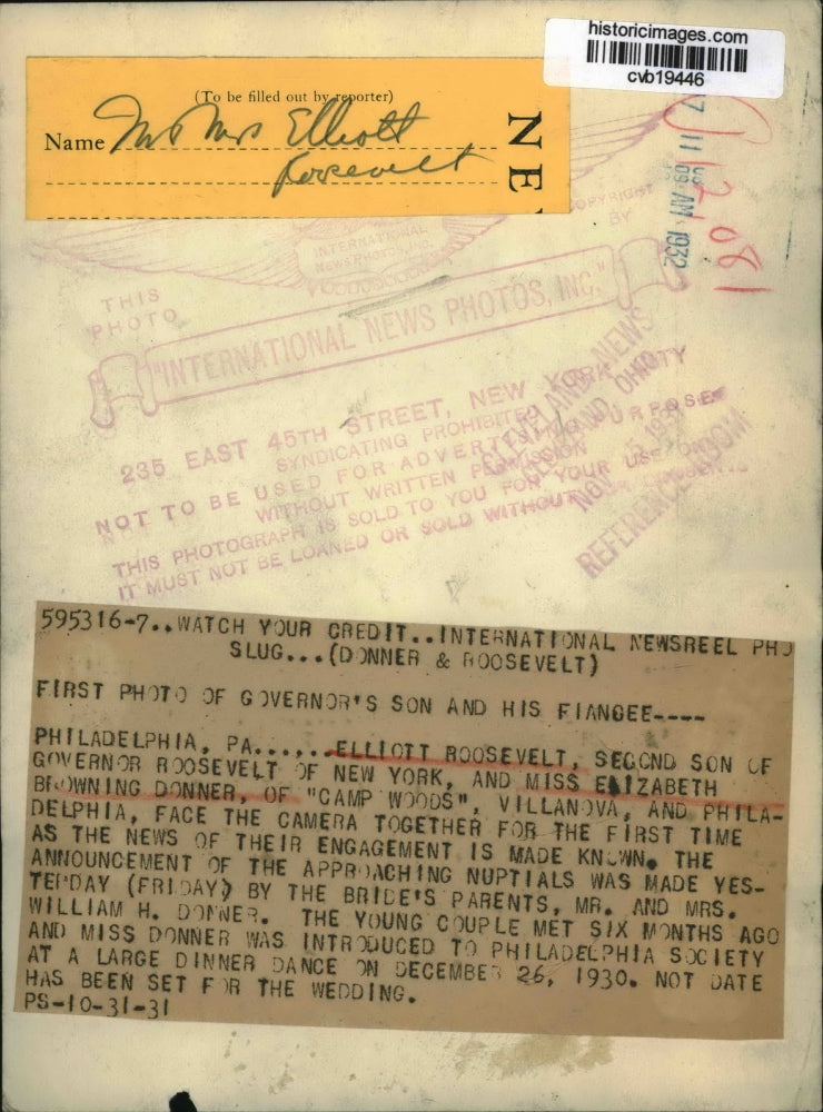 1931 Press Photo First Photo of Governor's Son and His Fiancee - cvb19446