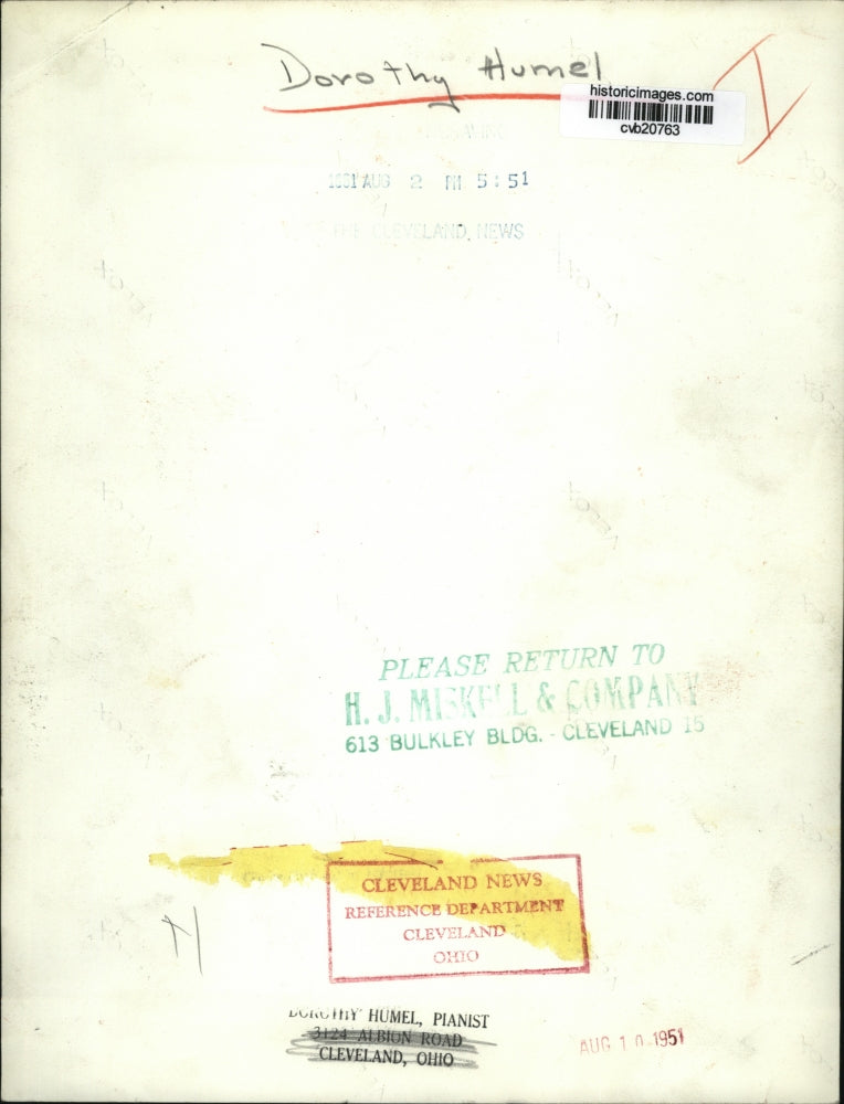 1951 Press Photo Dorothy Humel - cvb20763