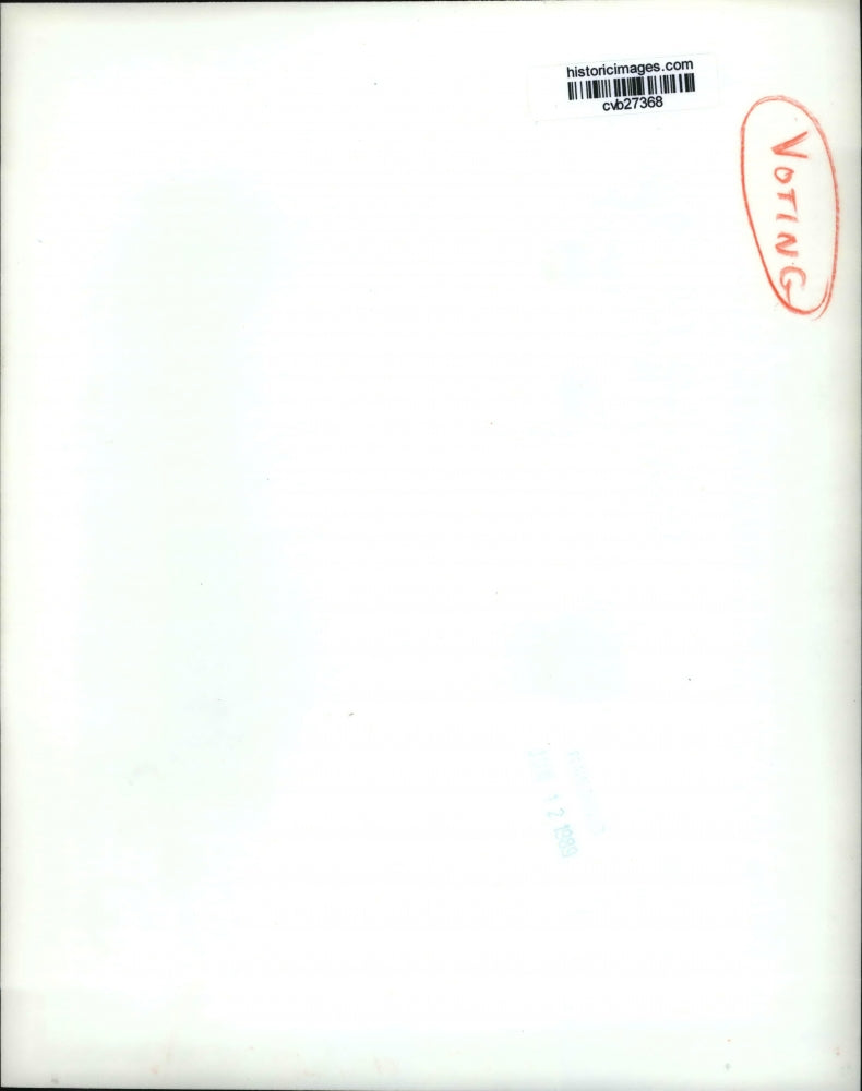 1989 Press Photo: Standford University student votes on personal computer