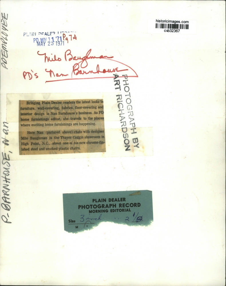 1971 Press Photo Nan Barnhouse, PD's home furnishing editor - cvb32367