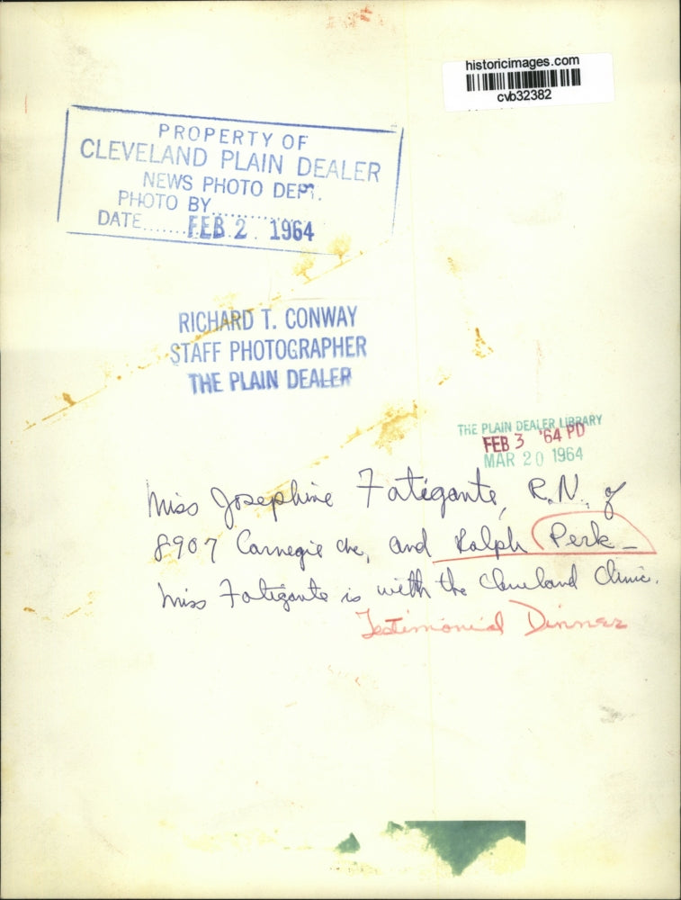 1964 Press Photo Ralph Perk with Nurse Josephine Fatigante - cvb32382