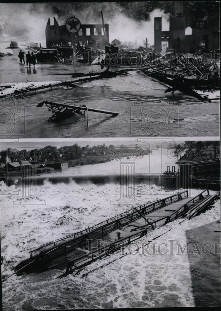 1953 Press Photo Fire struck New England after wake of hurricane- Historic Images