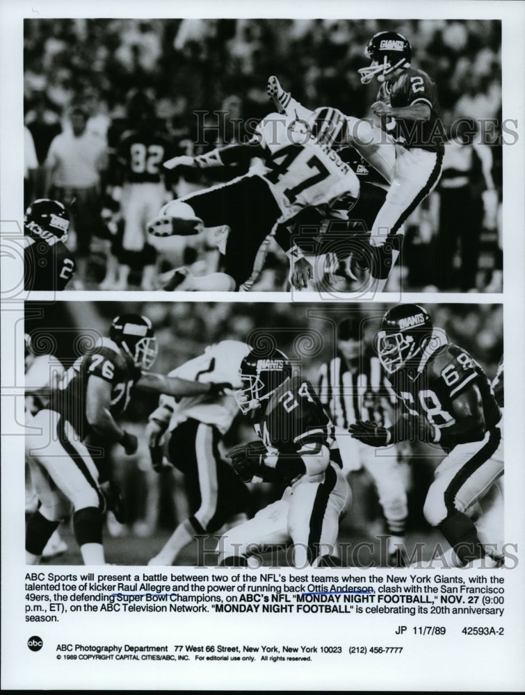 1989 Press Photo New York Giants vs San Francisco 49ers-Monday Night Football- Historic Images