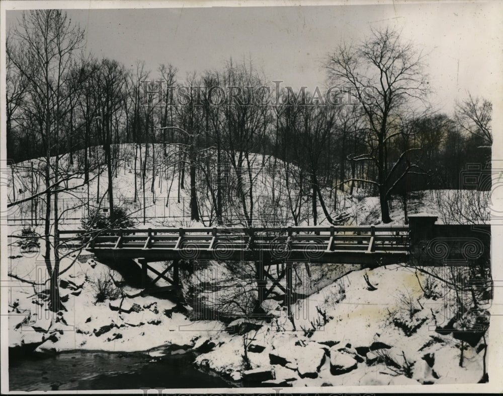 1940 Press Photo Snow Scene at Brookside Park - cvb35077- Historic Images